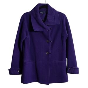 Jones New York Women's Wool Jacket Cardigan Knit Pockets Purple Size Small